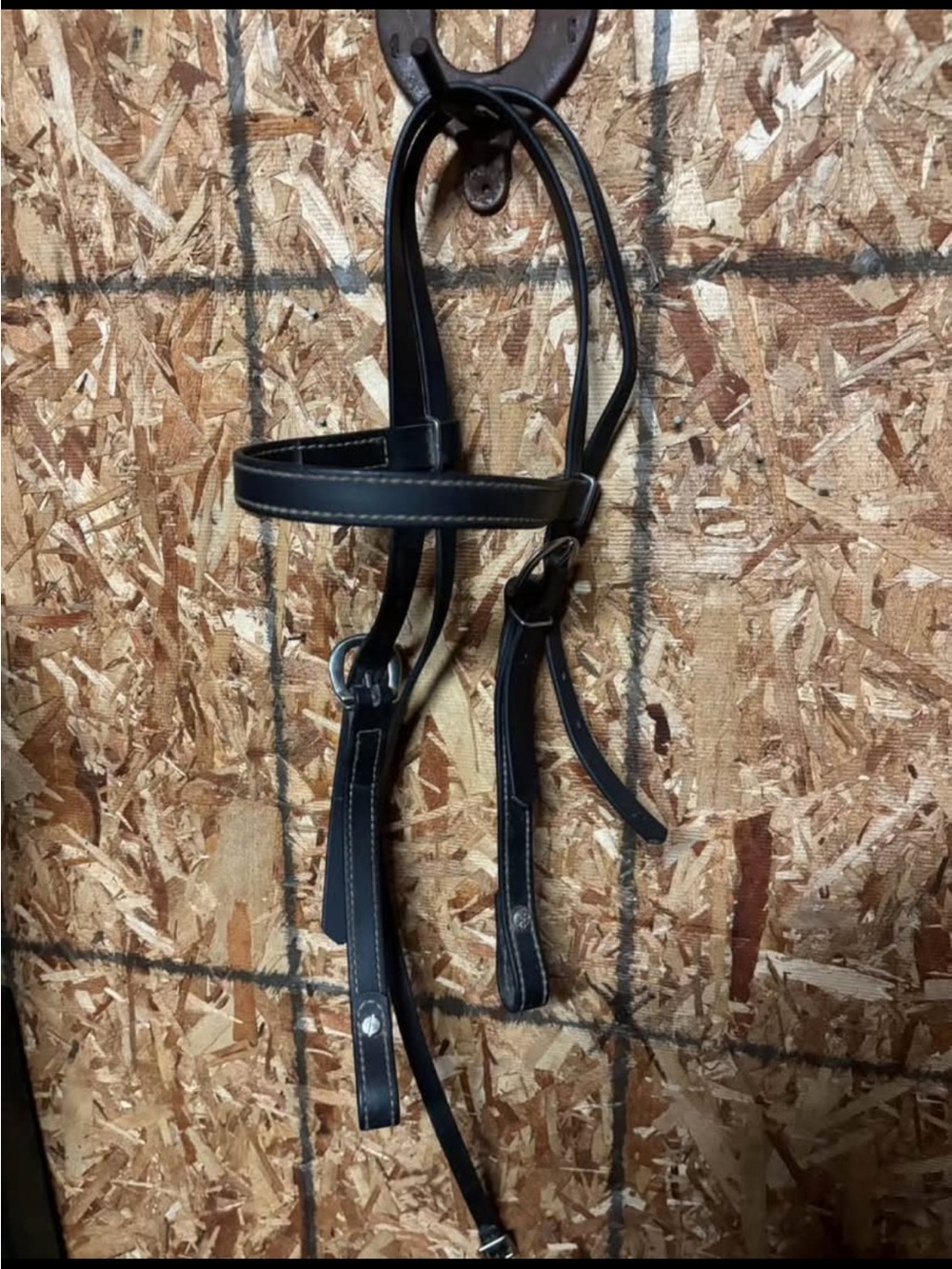 Black Leather Horse Bridle-Style Headstall
